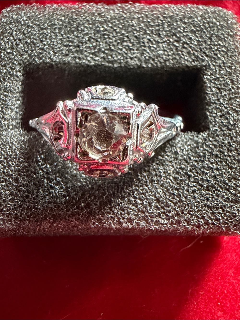 Crystal Silver Tone Ring, (J0296)